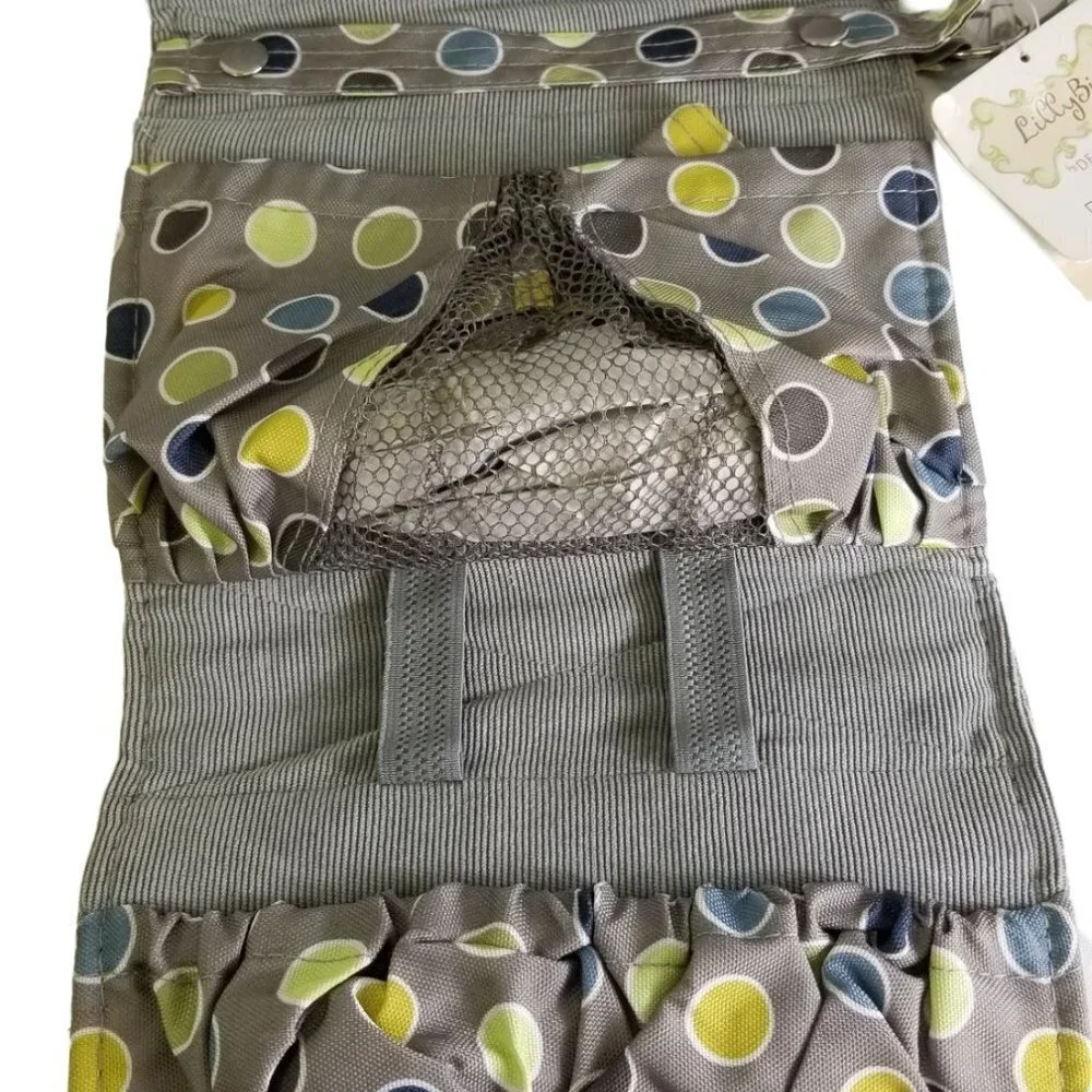 Lilly Bit Diaper Bag Baby Messenger Bag Crossbody Purse Pack Gray Green Dot NWT